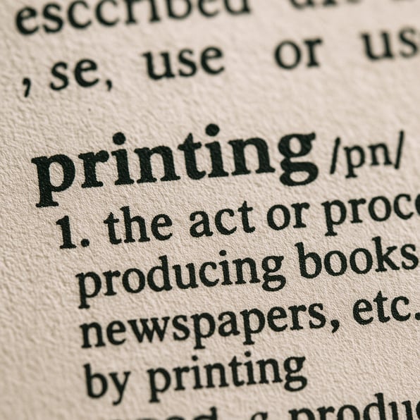 closeup of dictionary with the word printing