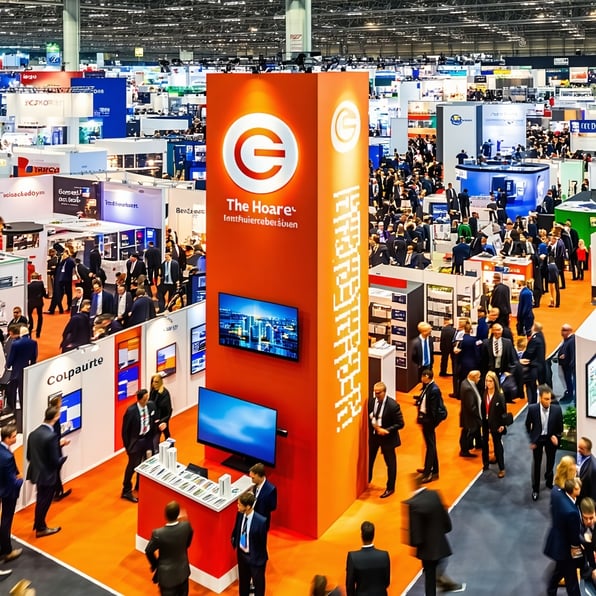 colorful displays at a trade show