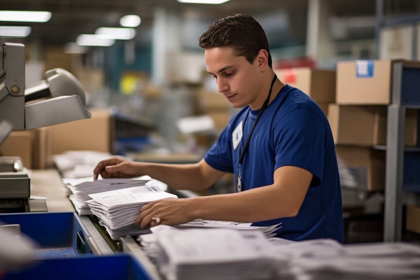 man working in secure mail room